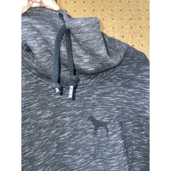 Victoria's Secret PINK Sweatshirt Mock Neck Black & Gray Dog Logo Size Small S - Picture 2 of 4